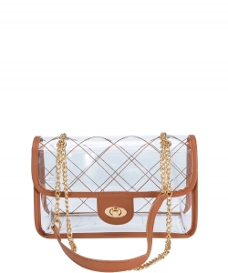 High Quality Quilted Clear PVC Bag BA510003 BROWN